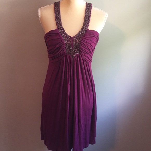 Calvin Klein Dresses & Skirts - Calvin Klein purple beaded dress size 8